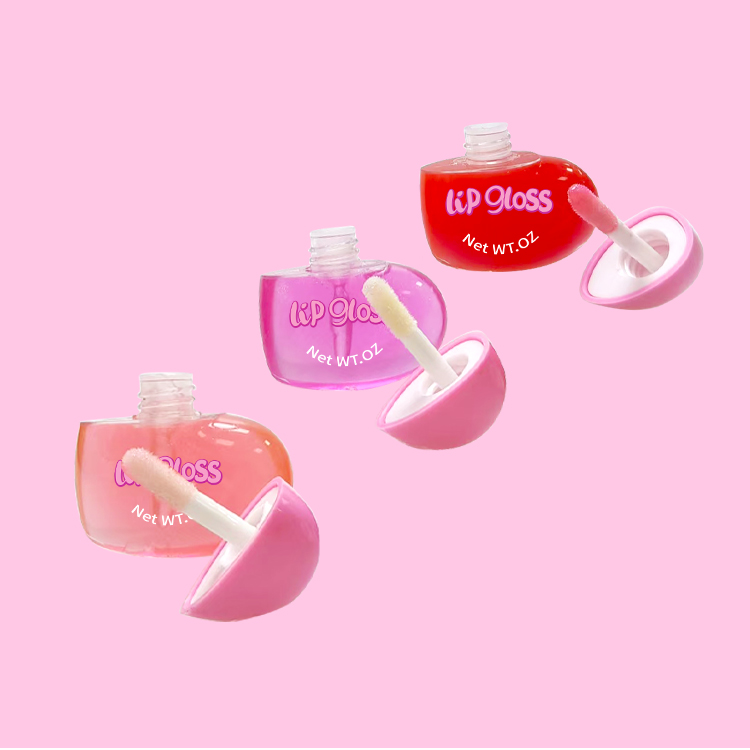Forma de corazón hidratizar color amor lip gloss 3pcs set