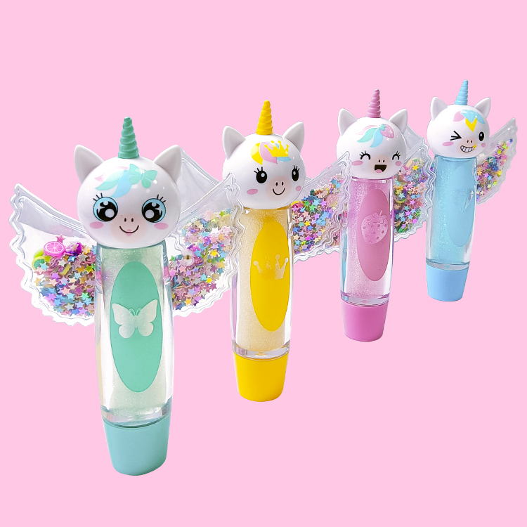 Unicornio hidratante lindo bálsamo labial colorido C2150-3 con alas