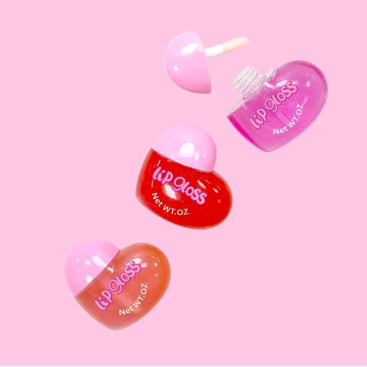Forma de corazón hidratizar color amor lip gloss 3pcs set